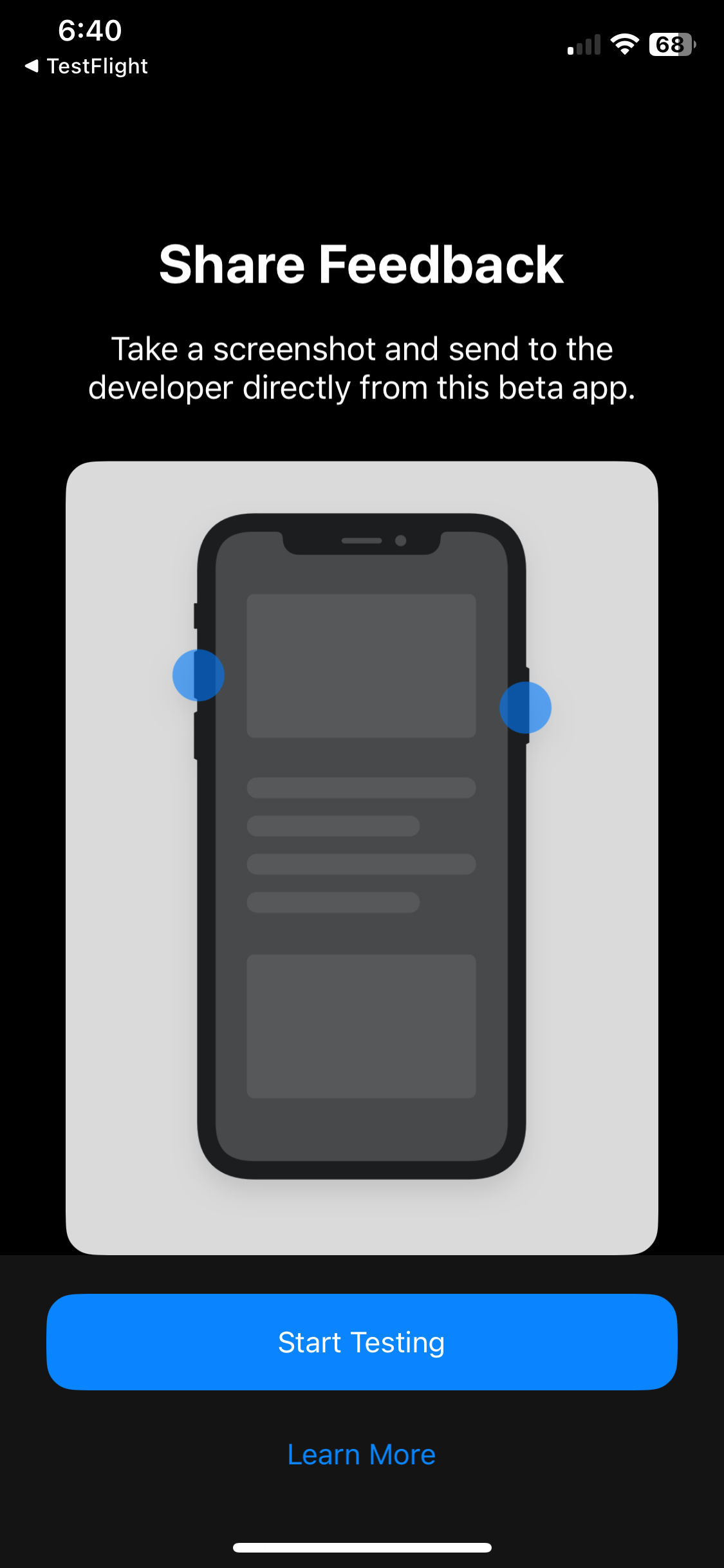 TestFlight Revenue Inspection Share Feedback screen.png